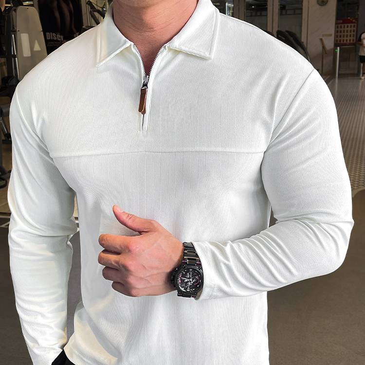 Mens Casual Fitness 95%polyester 5%spandex Quarter Zip Shirt A9103 print logo 13