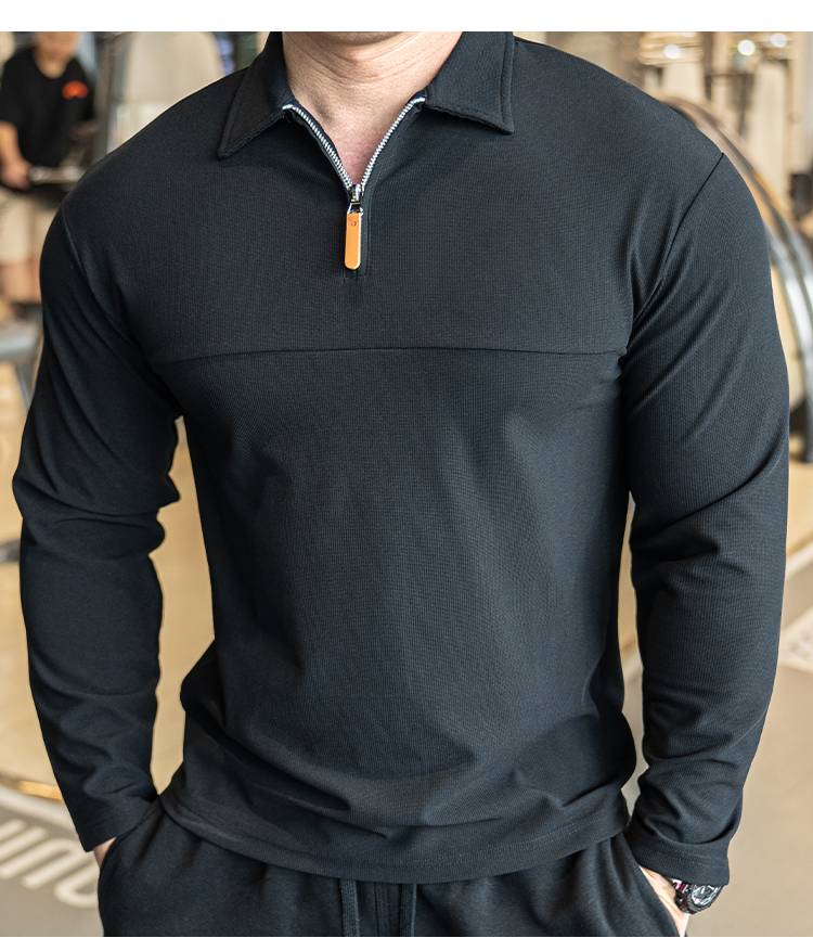 Mens Casual Fitness 95%polyester 5%spandex Quarter Zip Shirt A9103 print logo 6