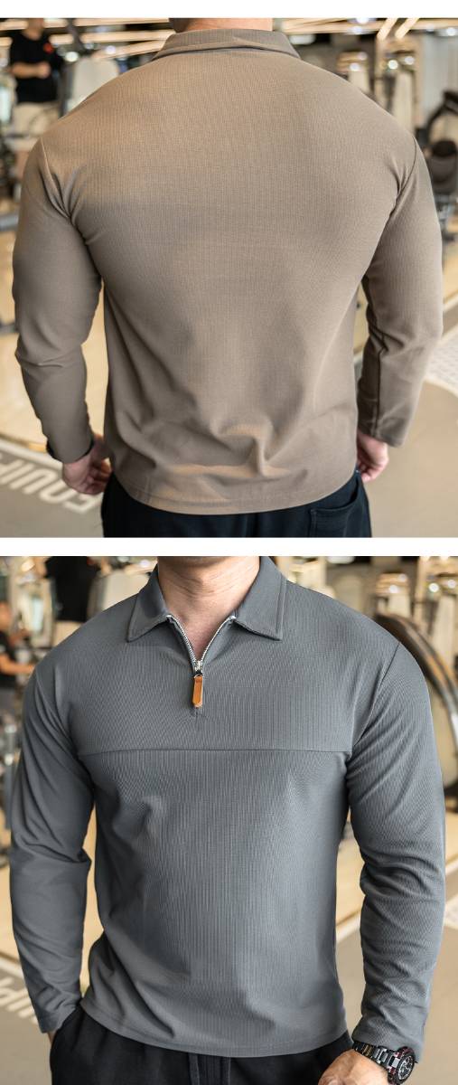Mens Casual Fitness 95%polyester 5%spandex Quarter Zip Shirt A9103 print logo 19
