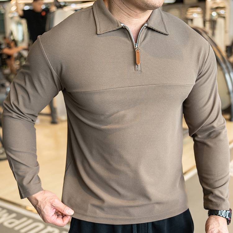 Mens Casual Fitness 95%polyester 5%spandex Quarter Zip Shirt A9103 print logo 15
