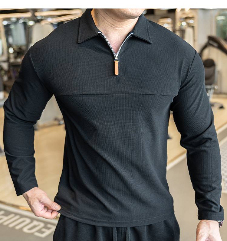 Mens Casual Fitness 95%polyester 5%spandex Quarter Zip Shirt A9103 print logo 28