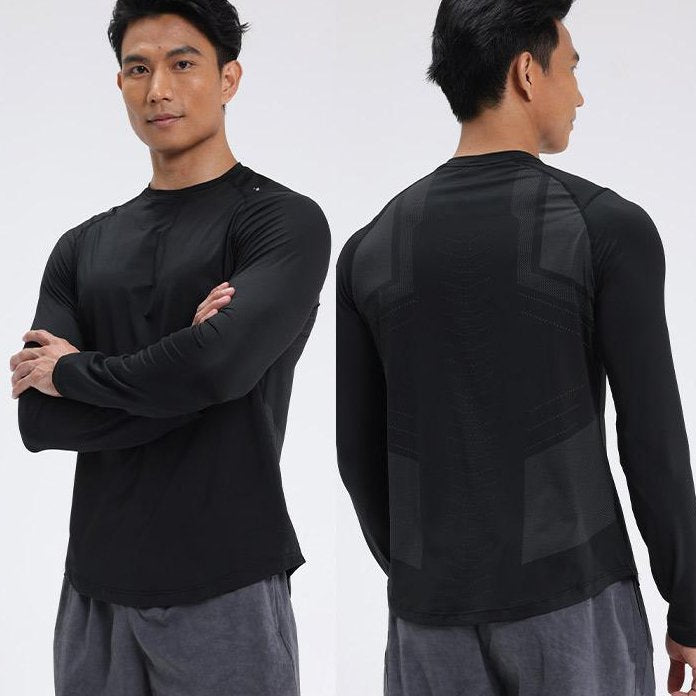 Mens Sports Running 90%Polyester   10%Spandex Long Sleeve Shirt B42113 print logo 17