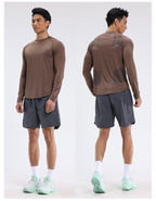 Mens Sports Running 90%Polyester   10%Spandex Long Sleeve Shirt B42113 print logo 37