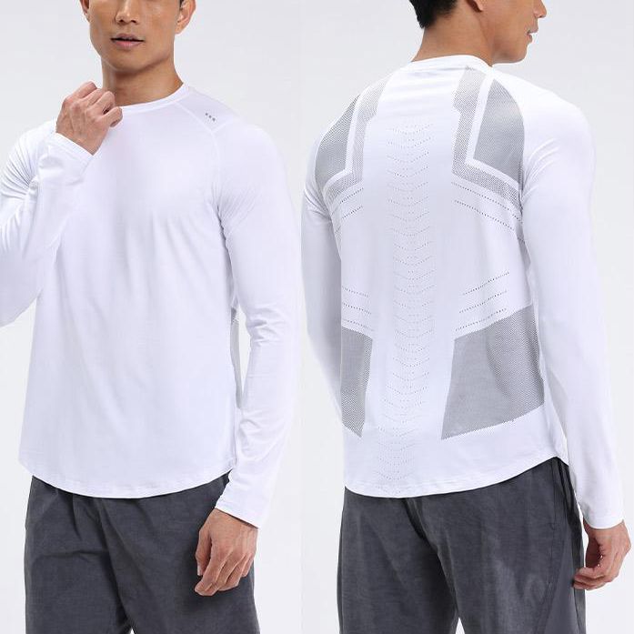 Mens Sports Running 90%Polyester   10%Spandex Long Sleeve Shirt B42113 print logo 33