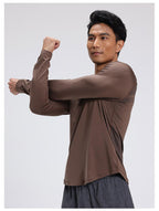 Mens Sports Running 90%Polyester   10%Spandex Long Sleeve Shirt B42113 print logo 38