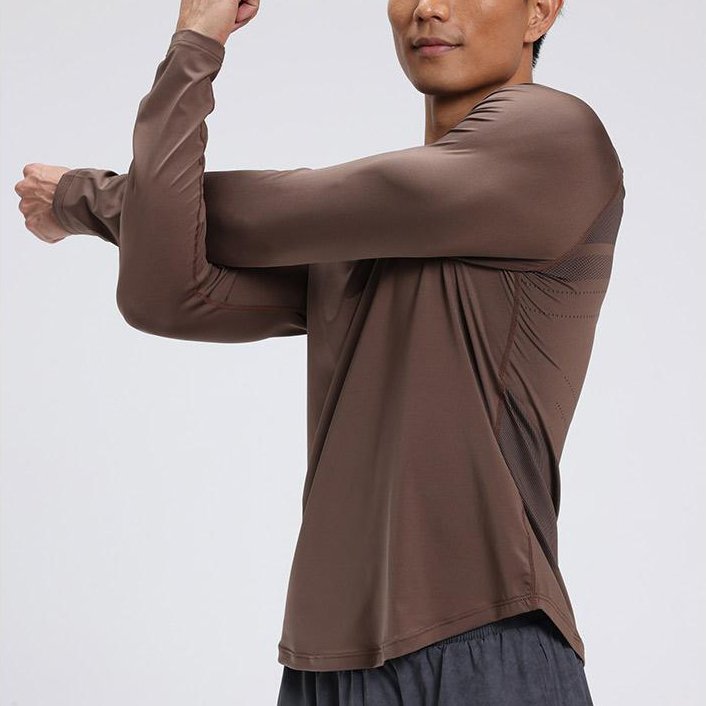 Mens Sports Running 90%Polyester   10%Spandex Long Sleeve Shirt B42113 print logo 18