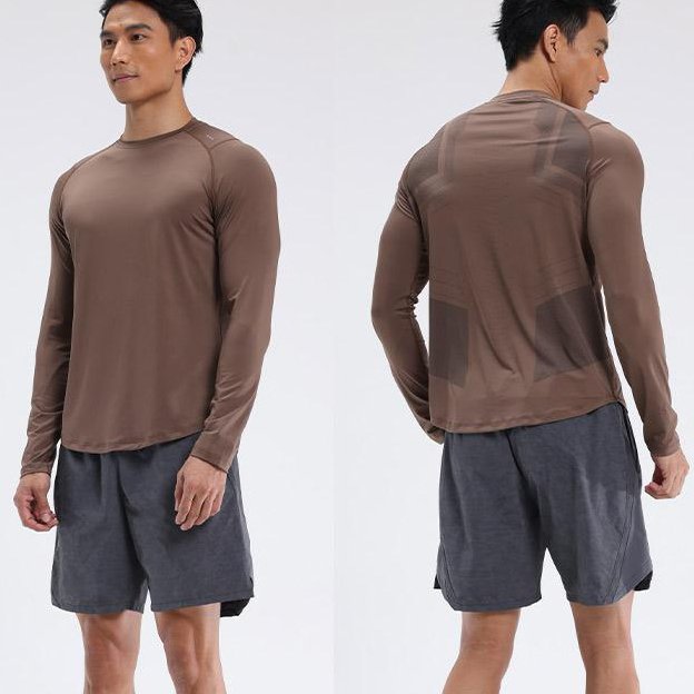 Mens Sports Running 90%Polyester   10%Spandex Long Sleeve Shirt B42113 print logo 19