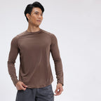 Mens Sports Running 90%Polyester   10%Spandex Long Sleeve Shirt B42113 print logo 7