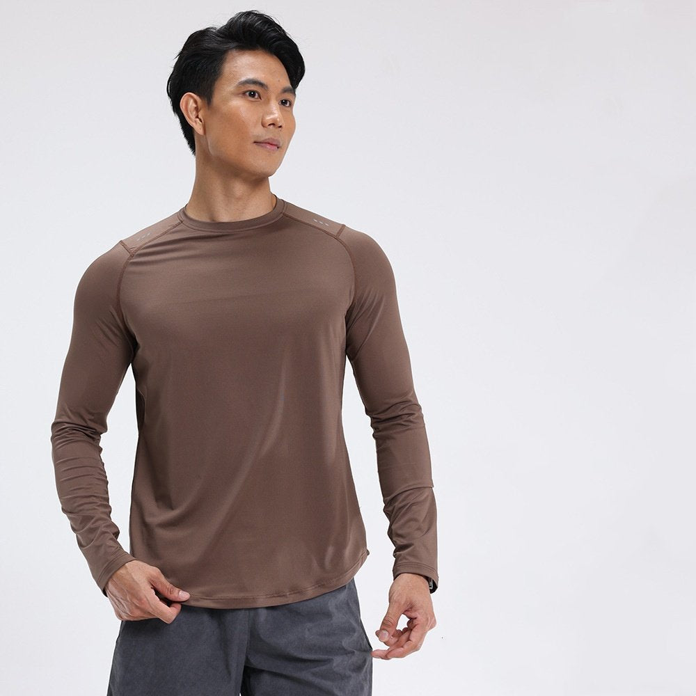 Mens Sports Running 90%Polyester   10%Spandex Long Sleeve Shirt B42113 print logo 7