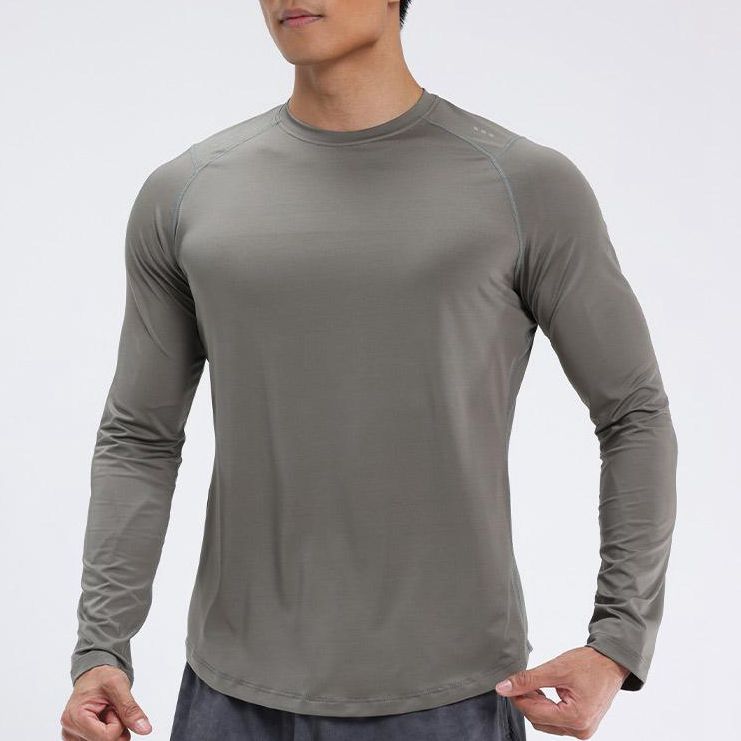 Mens Sports Running 90%Polyester   10%Spandex Long Sleeve Shirt B42113 print logo 24