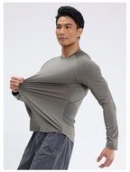 Mens Sports Running 90%Polyester   10%Spandex Long Sleeve Shirt B42113 print logo 36