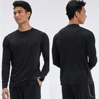 Mens gym workout 90%Polyester 10%Spandex long sleeve shirt B42114 print logo 13