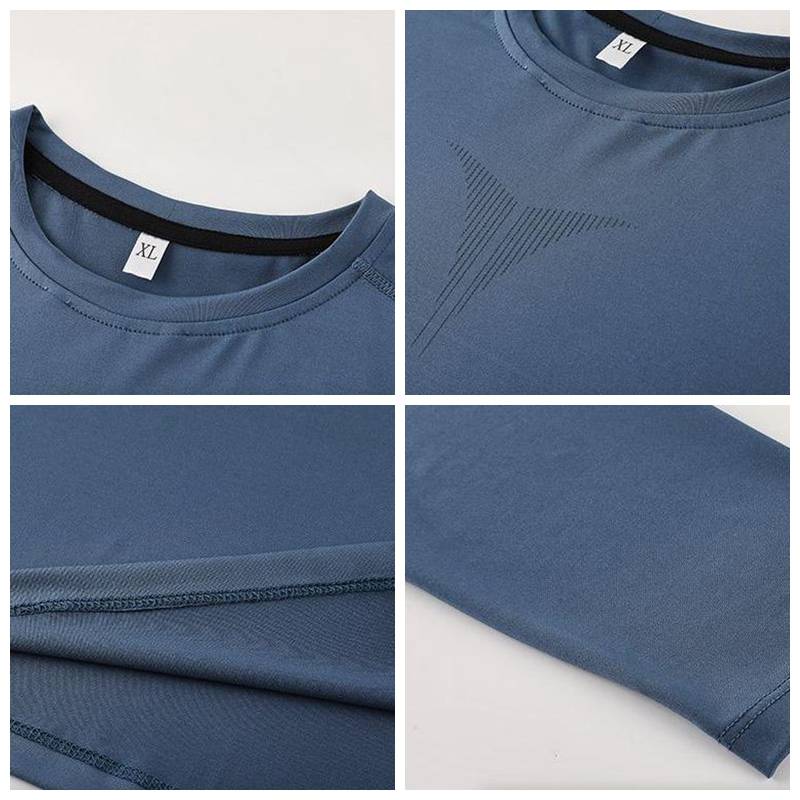 Mens gym workout 90%Polyester 10%Spandex long sleeve shirt B42114 print logo 17