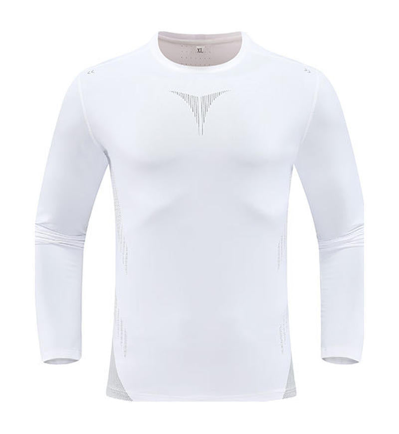 Mens gym workout 90%Polyester 10%Spandex long sleeve shirt B42114 print logo 9