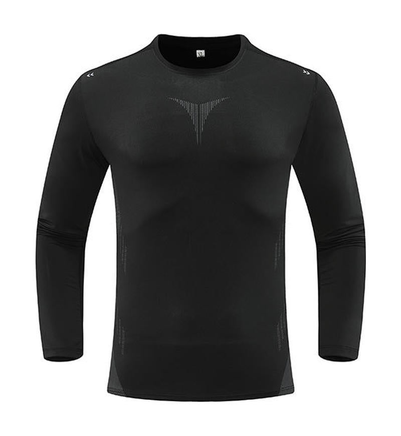 Mens gym workout 90%Polyester 10%Spandex long sleeve shirt B42114 print logo 5