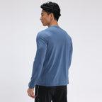 Mens gym workout 90%Polyester 10%Spandex long sleeve shirt B42114 print logo 2