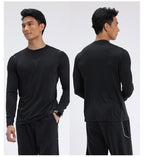 Mens gym workout 90%Polyester 10%Spandex long sleeve shirt B42114 print logo 29