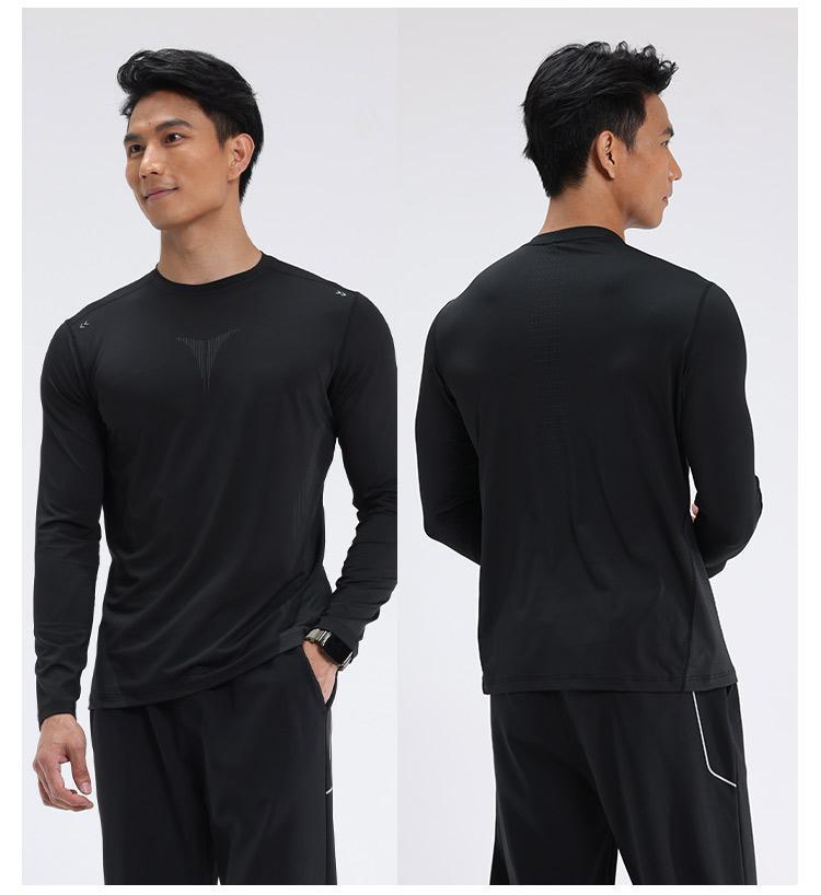 Mens gym workout 90%Polyester 10%Spandex long sleeve shirt B42114 print logo 29
