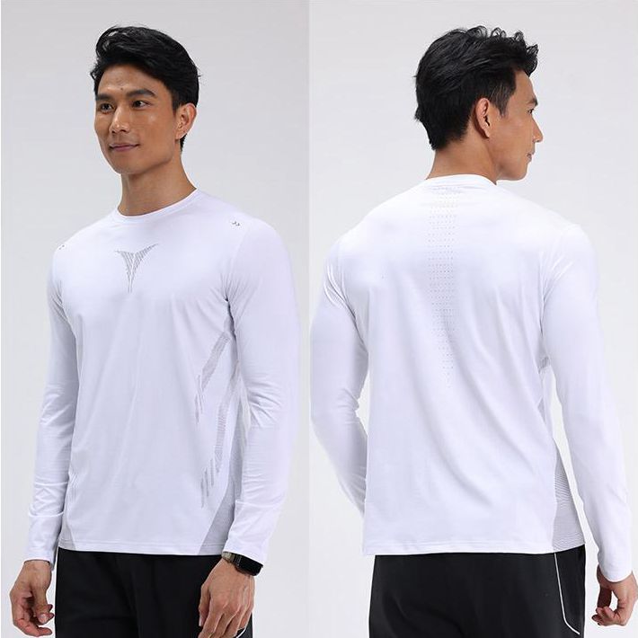Mens gym workout 90%Polyester 10%Spandex long sleeve shirt B42114 print logo 25