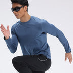 Mens gym workout 90%Polyester 10%Spandex long sleeve shirt B42114 print logo 14