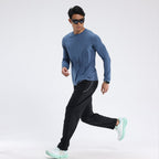 Mens gym workout 90%Polyester 10%Spandex long sleeve shirt B42114 print logo 7