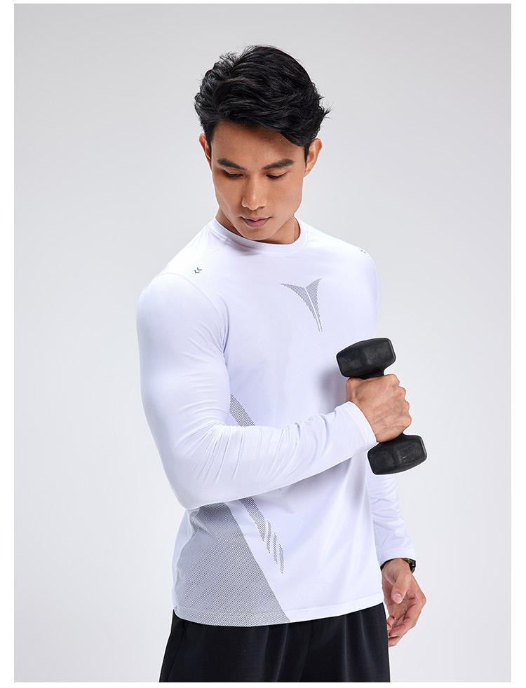Mens gym workout 90%Polyester 10%Spandex long sleeve shirt B42114 print logo 26