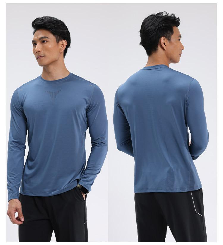 Mens gym workout 90%Polyester 10%Spandex long sleeve shirt B42114 print logo 27