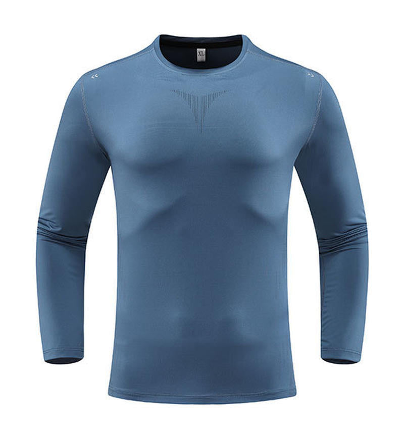 Mens gym workout 90%Polyester 10%Spandex long sleeve shirt B42114 print logo 4