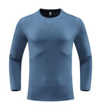 Mens gym workout 90%Polyester 10%Spandex long sleeve shirt B42114 print logo 4