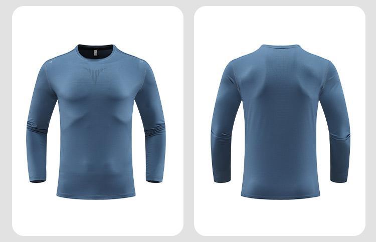Mens gym workout 90%Polyester 10%Spandex long sleeve shirt B42114 print logo 23