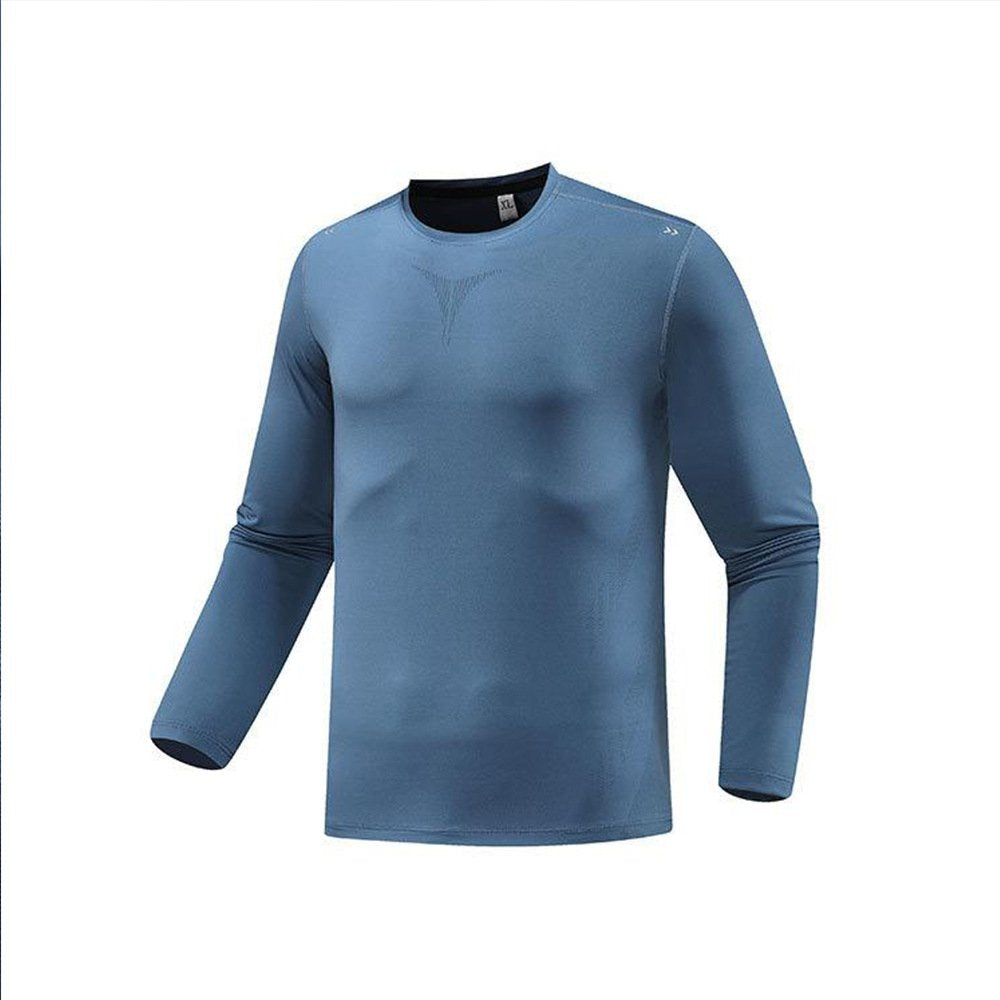 Mens gym workout 90%Polyester 10%Spandex long sleeve shirt B42114 print logo 8