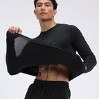 Mens gym workout 90%Polyester 10%Spandex long sleeve shirt B42114 print logo 12