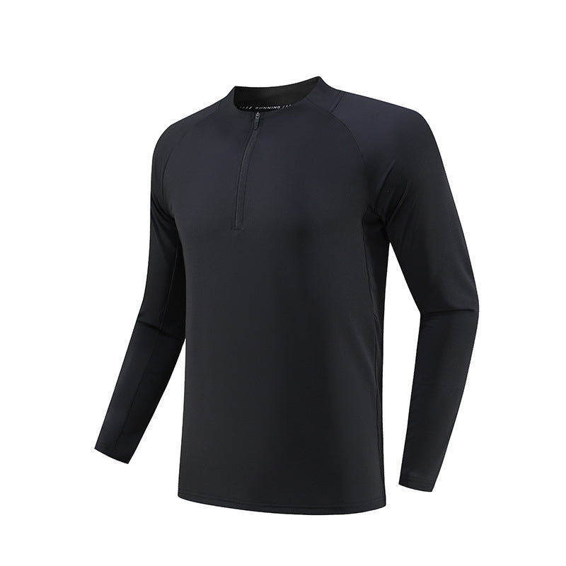 Mens Workout Fitness 90%Polyester   10%Spandex Quarter zip shirt B669 print logo 17
