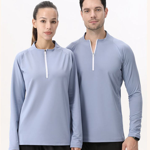 Mens Workout Fitness 90%Polyester   10%Spandex Quarter zip shirt B669 print logo 1