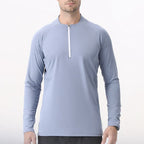 Mens Workout Fitness 90%Polyester   10%Spandex Quarter zip shirt B669 print logo 18