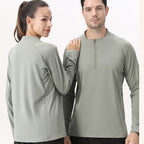 Mens Workout Fitness 90%Polyester   10%Spandex Quarter zip shirt B669 print logo 2