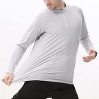 Mens Workout Fitness 90%Polyester   10%Spandex Quarter zip shirt B669 print logo 23