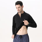 Mens Workout Fitness 90%Polyester   10%Spandex Quarter zip shirt B669 print logo 11