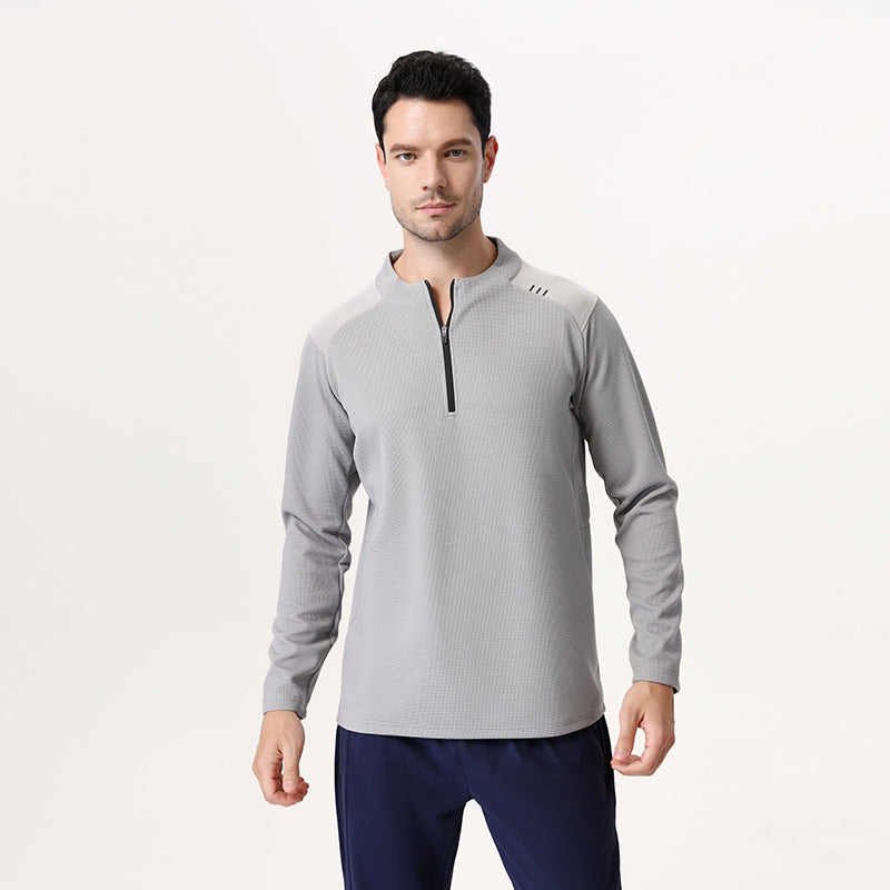 Mens Gym Sportswear 95%Polyester   5%Spandex Quarter zip shirt B670 print logo 9