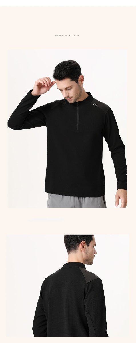 Mens Gym Sportswear 95%Polyester   5%Spandex Quarter zip shirt B670 print logo 25