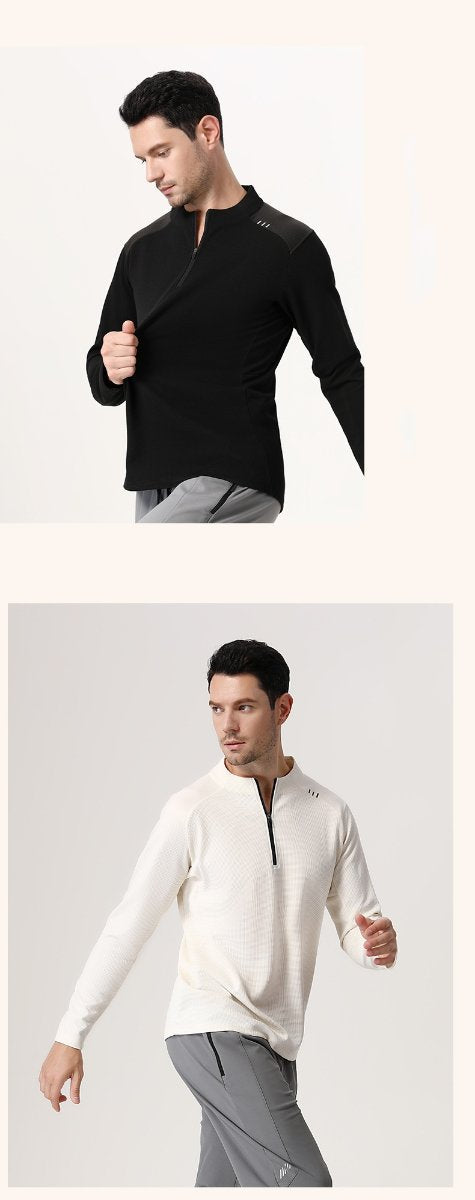 Mens Gym Sportswear 95%Polyester   5%Spandex Quarter zip shirt B670 print logo 26