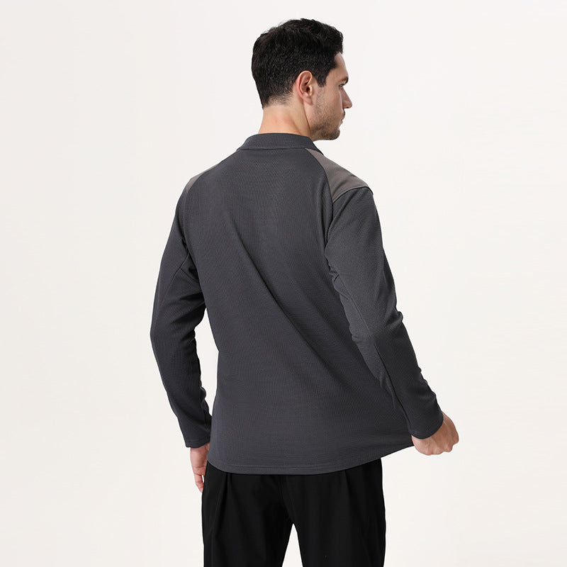 Mens Gym Sportswear 95%Polyester   5%Spandex Quarter zip shirt B670 print logo 2