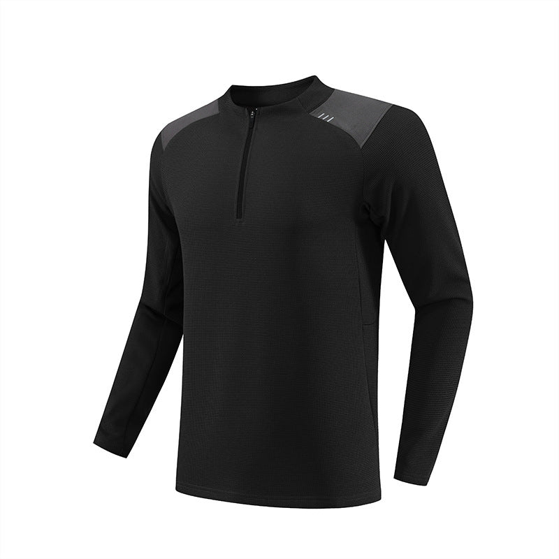 Mens Gym Sportswear 95%Polyester   5%Spandex Quarter zip shirt B670 print logo 14