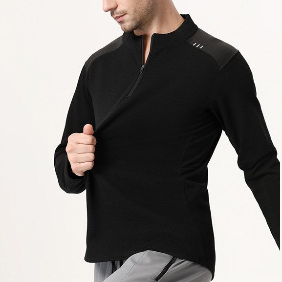 Mens Gym Sportswear 95%Polyester   5%Spandex Quarter zip shirt B670 print logo 18