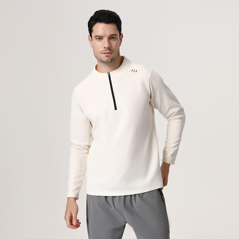 Mens Gym Sportswear 95%Polyester   5%Spandex Quarter zip shirt B670 print logo 7