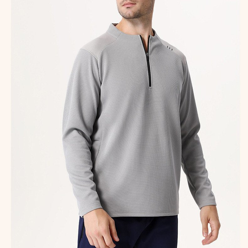 Mens Gym Sportswear 95%Polyester   5%Spandex Quarter zip shirt B670 print logo 15