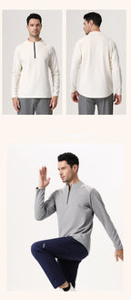 Mens Gym Sportswear 95%Polyester   5%Spandex Quarter zip shirt B670 print logo 27