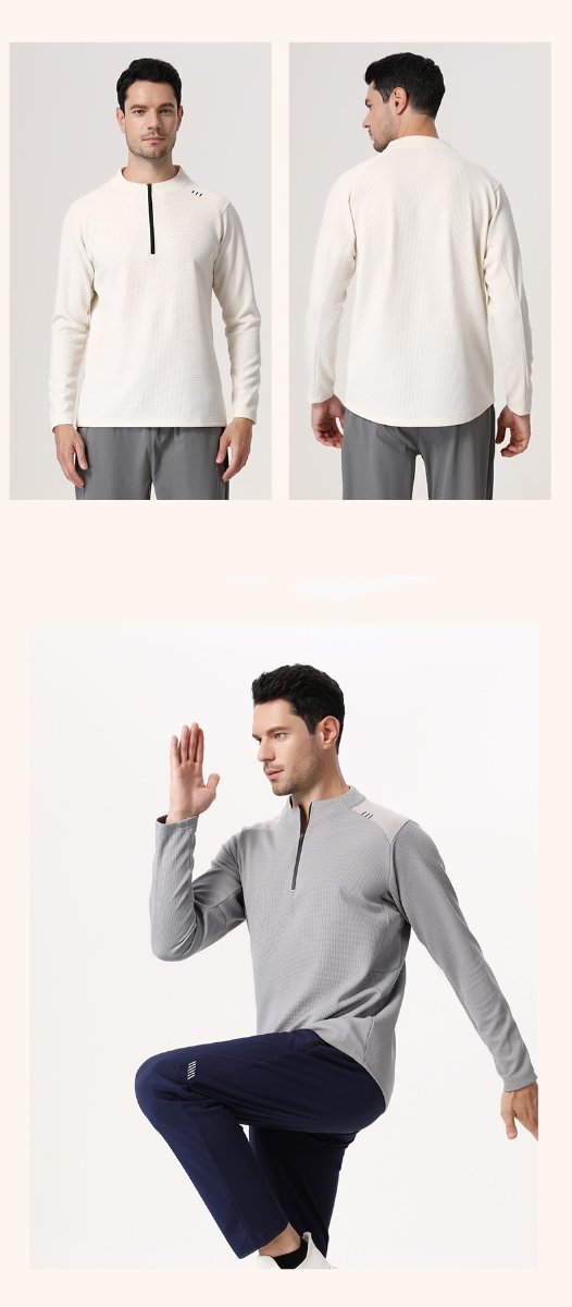 Mens Gym Sportswear 95%Polyester   5%Spandex Quarter zip shirt B670 print logo 27