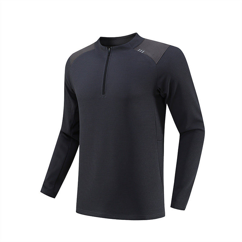 Mens Gym Sportswear 95%Polyester   5%Spandex Quarter zip shirt B670 print logo 4