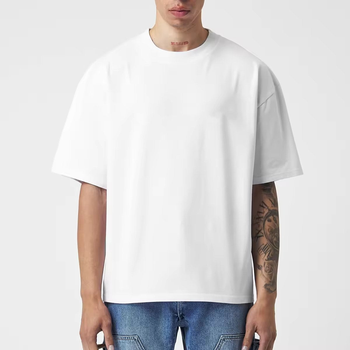 Mens Streetwear Boxy Fit 100% cotton Oversize Tshirt BOXY-033 print logo 9